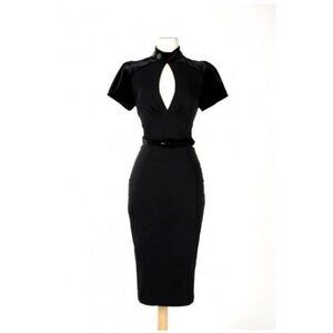 Violet Dress in Black Bengaline with Black Velvet 2X